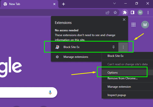 setting for site blocker on chromebook